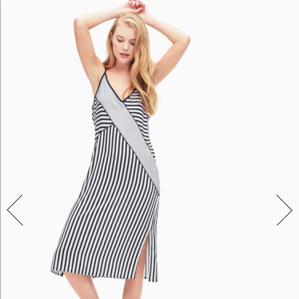 Splendid Striped Midi Summer Dress with Side Slit